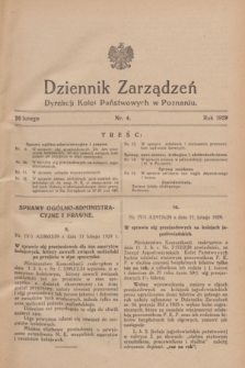 Dziennik Zarządzeń Dyrekcji Kolei Państwowych w Poznaniu.1929, nr 4 (26 lutego)