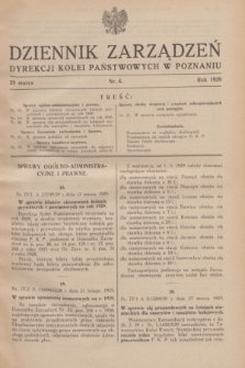 Dziennik Zarządzeń Dyrekcji Kolei Państwowych w Poznaniu.1929, nr 6 (29 marca)