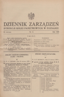 Dziennik Zarządzeń Dyrekcji Kolei Państwowych w Poznaniu.1929, nr 11 (24 czerwca)