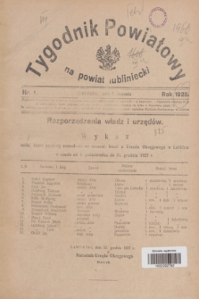Tygodnik Powiatowy na Powiat Lubliniecki.1928, nr 1 (7 stycznia)