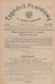 Tygodnik Powiatowy na Powiat Lubliniecki.1929, nr 48 (30 listopada)