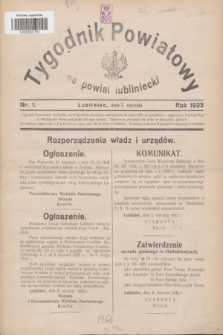 Tygodnik Powiatowy na powiat lubliniecki.1933, nr 1 (7 stycznia)