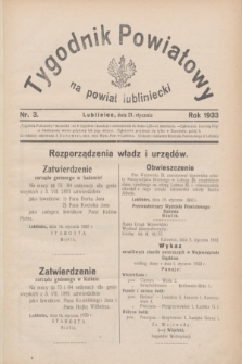 Tygodnik Powiatowy na powiat lubliniecki.1933, nr 3 (21 stycznia)