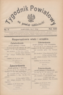Tygodnik Powiatowy na powiat lubliniecki.1933, nr 5 (4 lutego)