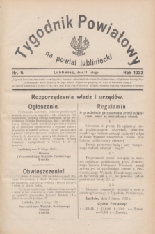 Tygodnik Powiatowy na powiat lubliniecki.1933, nr 6 (11 lutego)