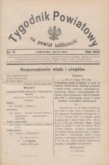 Tygodnik Powiatowy na powiat lubliniecki.1933, nr 11 (18 marca)
