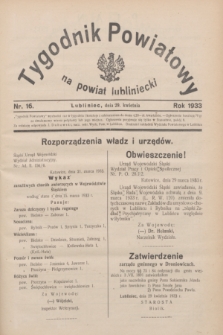 Tygodnik Powiatowy na powiat lubliniecki.1933, nr 16 (29 kwietnia)