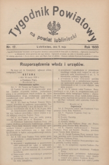Tygodnik Powiatowy na powiat lubliniecki.1933, nr 17 (6 maja)