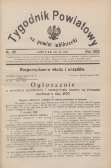 Tygodnik Powiatowy na powiat lubliniecki.1933, nr 20 (27 maja)