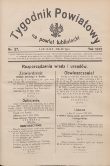Tygodnik Powiatowy na powiat lubliniecki.1933, nr 27 (22 lipca)