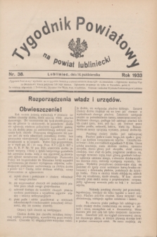 Tygodnik Powiatowy na powiat lubliniecki.1933, nr 38 (14 października)