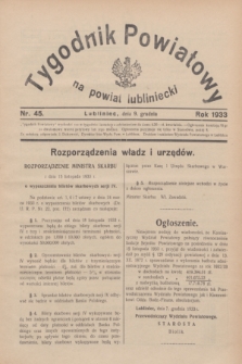 Tygodnik Powiatowy na powiat lubliniecki.1933, nr 45 (9 grudnia)