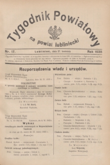 Tygodnik Powiatowy na powiat lubliniecki.1935, nr 17 (27 kwietnia)