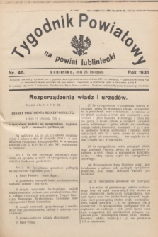 Tygodnik Powiatowy na powiat lubliniecki.1935, nr 46 (23 listopada)