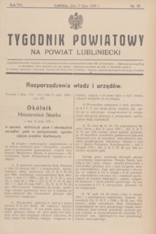 Tygodnik Powiatowy na powiat lubliniecki.R.15, nr 27 (9 lipca 1938)