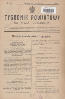 Tygodnik Powiatowy na Powiat Lubliniecki.R.16, nr 1 (7 stycznia 1939)