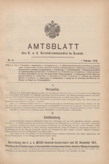 Amtsblatt des k. u. k. Kreiskommandos in Końsk.1916, Nr. 8 (1 Febrüar)