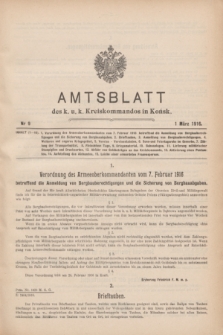 Amtsblatt des k. u. k. Kreiskommandos in Końsk.1916, Nr. 9 (1 März)