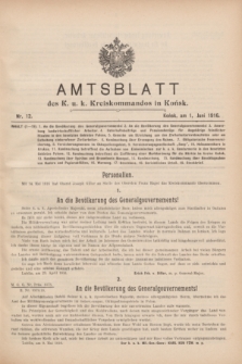 Amtsblatt des K. u. k. Kreiskommandos in Końsk.1916, Nr. 12 (1 Juni)