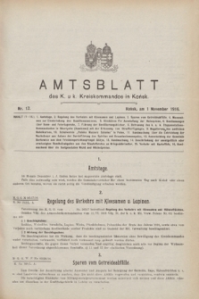 Amtsblatt des K. u. k. Kreiskommandos in Końsk.1916, Nr. 17 (1 November)