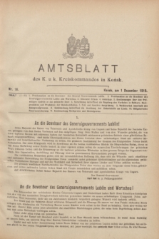 Amtsblatt des K. u. K. Kreiskommandos in Końsk.1916, Nr. 18 (1 Dezember) + wkładka