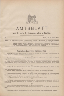 Amtsblatt des K. u. k. Kreiskommandos in Końsk.1917, № 1 (10 Jänner)