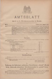 Amtsblatt des k. u. k. Kreiskommandos in Końsk.1917, № 5 (8 August)