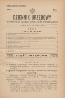 Dziennik Urzędowy Kuratorjum Okręgu Szkolnego Pomorskiego.R.2, № 3 (15 marca 1930)