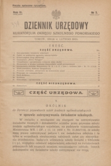 Dziennik Urzędowy Kuratorjum Okręgu Szkolnego Pomorskiego.R.3, № 2 (4 lutego 1931)