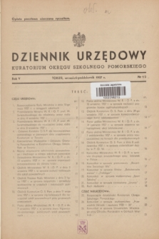 Dziennik Urzędowy Kuratorium Okręgu Szkolnego Pomorskiego.R.5, nr 1/2 (wrzesień-październik 1937)
