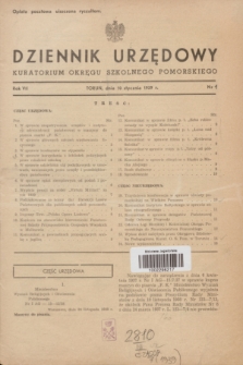 Dziennik Urzędowy Kuratorium Okręgu Szkolnego Pomorskiego.R.7, nr 1 (10 stycznia 1939)