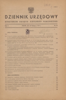 Dziennik Urzędowy Kuratorium Okręgu Szkolnego Pomorskiego.R.10, nr 12 (20 listopada 1947)