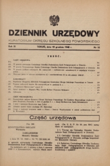 Dziennik Urzędowy Kuratorium Okręgu Szkolnego Pomorskiego.R.11, nr 10 (15 grudnia 1948)