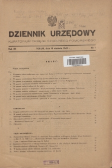 Dziennik Urzędowy Kuratorium Okręgu Szkolnego Pomorskiego.R.12, nr 1 (15 stycznia 1949)
