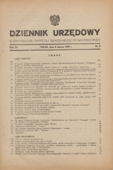 Dziennik Urzędowy Kuratorium Okręgu Szkolnego Pomorskiego.R.12, nr 2 (5 marca 1949)