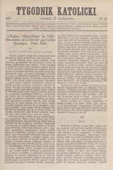 Tygodnik Katolicki. [T.6], № 43 (27 października 1865)