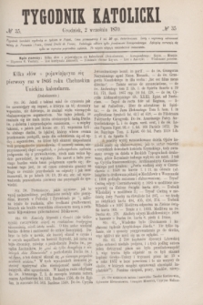 Tygodnik Katolicki. [T.11], № 35 (2 września 1870)