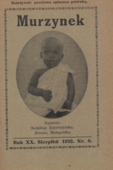 Murzynek.R.20, nr 8 (sierpień 1932)