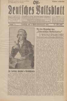Ost-Deutsches Volksblatt.Jg.11, Folge 14 (3 Ostermond [April] 1932) = Jg.25 + dod.