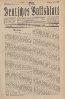 Ost-Deutsches Volksblatt.Jg.11, Folge 21 (21 Wonnemonat [Mai] 1932) = Jg.25 + dod.