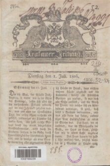 Krakauer Zeitung.1806, Nro. 52 (1 Juli) + dod.