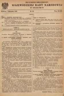 Dziennik Urzędowy Wojewódzkiej Rady Narodowej w Krakowie. 1951, nr 22 |PDF|