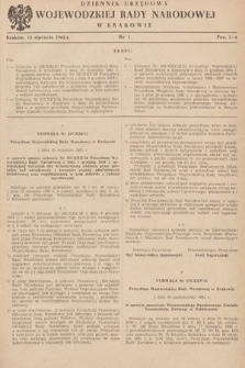 Dziennik Urzędowy Wojewódzkiej Rady Narodowej w Krakowie. 1962, nr 1 |PDF|