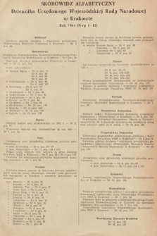 Dziennik Urzędowy Wojewódzkiej Rady Narodowej w Krakowie. 1963, skorowidz alfabetyczny |PDF|