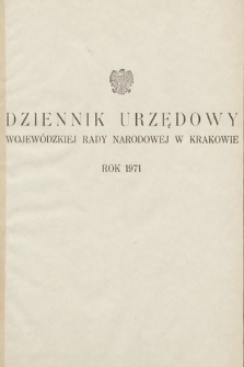 Dziennik Urzędowy Wojewódzkiej Rady Narodowej w Krakowie. 1971, skorowidz alfabetyczny |PDF|