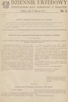 Dziennik Urzędowy Wojewódzkiej Rady Narodowej w Krakowie. 1971, nr 2 |PDF|