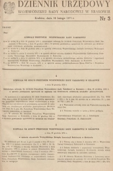 Dziennik Urzędowy Wojewódzkiej Rady Narodowej w Krakowie. 1971, nr 3 |PDF|