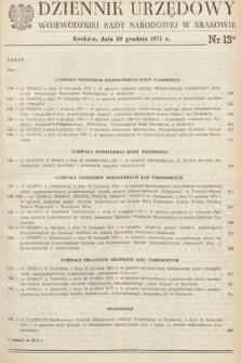 Dziennik Urzędowy Wojewódzkiej Rady Narodowej w Krakowie. 1971, nr 13 |PDF|