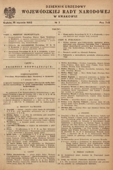 Dziennik Urzędowy Wojewódzkiej Rady Narodowej w Krakowie. 1952, nr 2 |PDF|