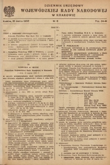 Dziennik Urzędowy Wojewódzkiej Rady Narodowej w Krakowie. 1952, nr 6 |PDF|